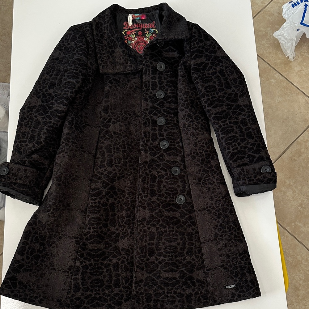 Desigual Black Textured Coat